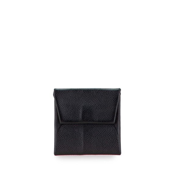 Hermès Bastia Wallet/Coin Case Black Epsom Leather Women's HERMES